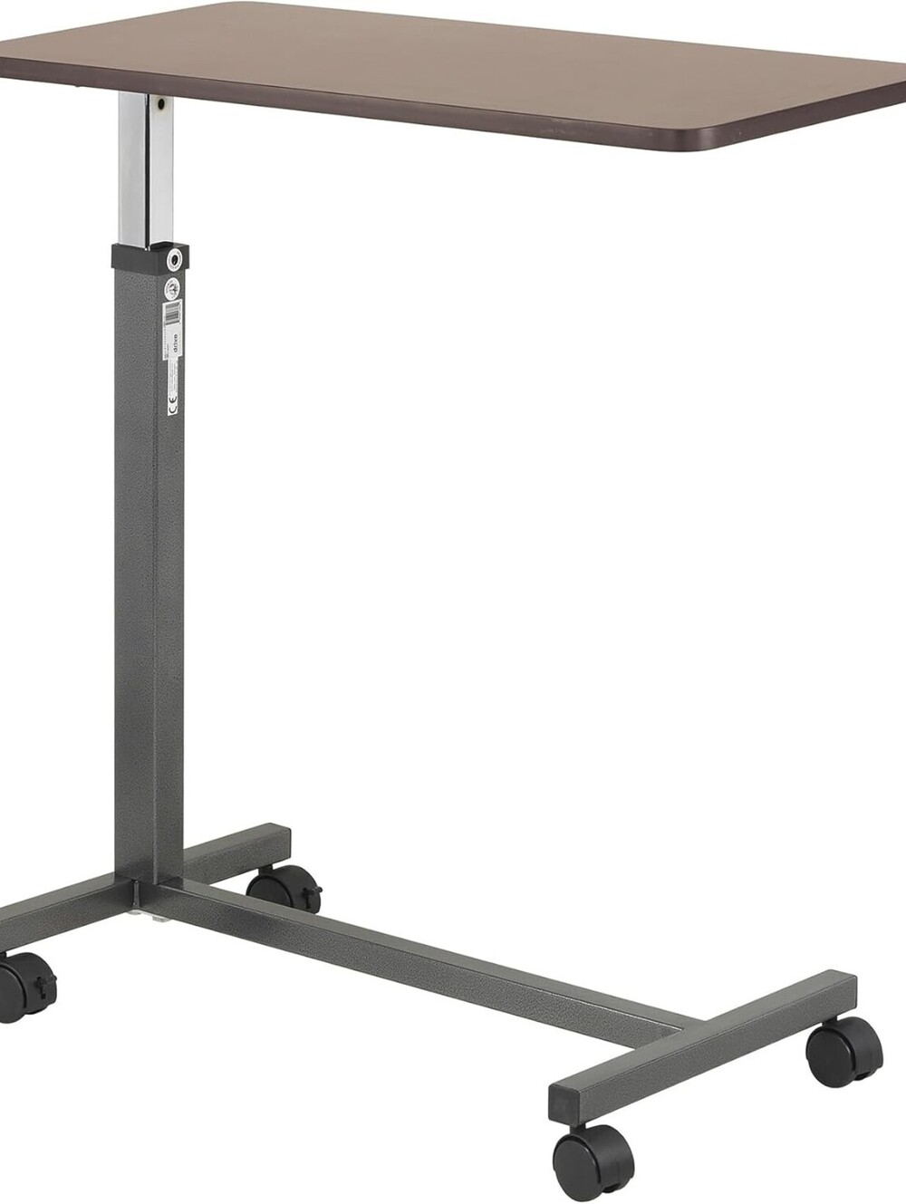 Drive Medical Overbed Table with Wheels - Silver Vein